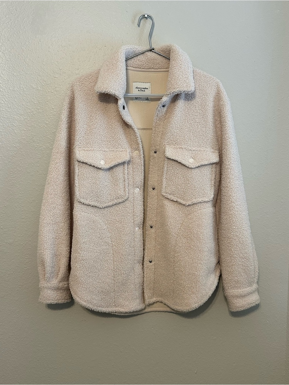 Abercrombie & Fitch Ivory Sherpa Shirt Jacket